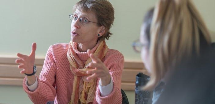 Professor Margaret Lowe teaching a class